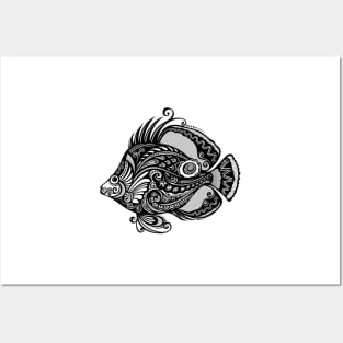 Black and White Print of Exotic Fish Posters and Art